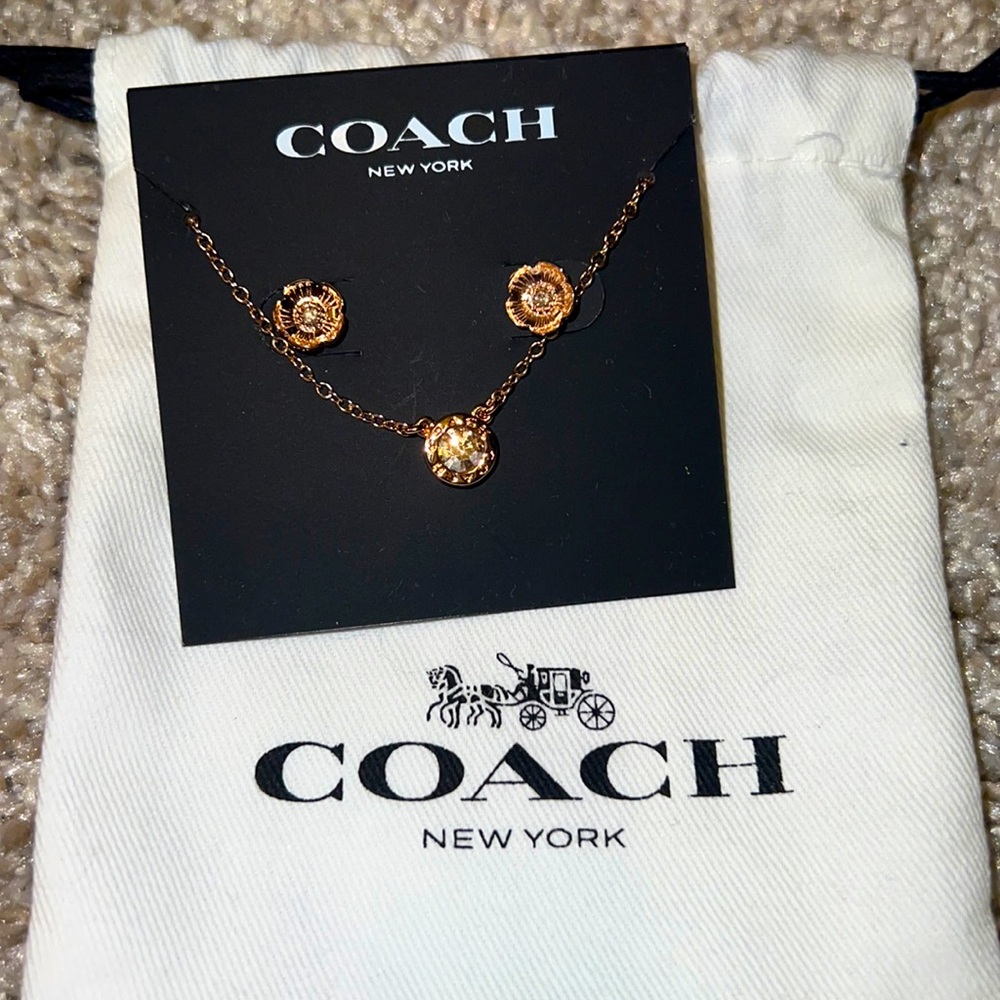 COPY - Open Circle Necklace And Tea Rose Stud Earrings Set